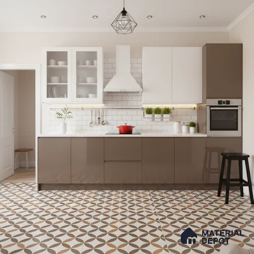 Moroccan Wall & Floor Tile TL 01440 Coffee Brown 2 ft x 2 ft Matte Finish Vitrified Tile - 9 mm | Suitable For Kitchen, Bathroom, Dining Area | Please Expect a Slight Variation of Pattern