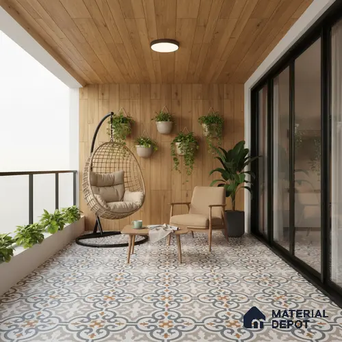 Moroccan Wall & Floor Tile TL 01442 White Smoke 2 ft x 2 ft Matte Finish Vitrified Tile - 9 mm | Suitable For Kitchen, Bathroom, Dining Area | Please Expect a Slight Variation of Pattern