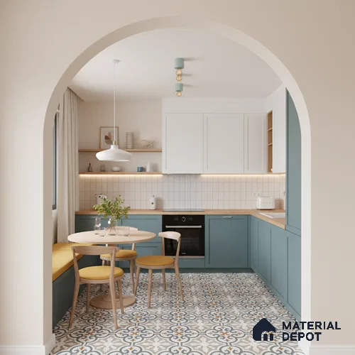 Moroccan Wall & Floor Tile TL 01442 White Smoke 2 ft x 2 ft Matte Finish Vitrified Tile - 9 mm | Suitable For Kitchen, Bathroom, Dining Area | Please Expect a Slight Variation of Pattern