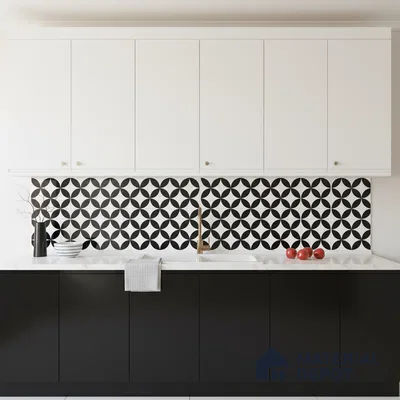 Moroccan Wall & Floor Tile TL 01444 Snow Monochrome 2 ft x 2 ft Matte Finish Vitrified Tile - 9 mm | Suitable For Balcony, Bathroom, Foyer | Please Expect a Slight Variation of Pattern