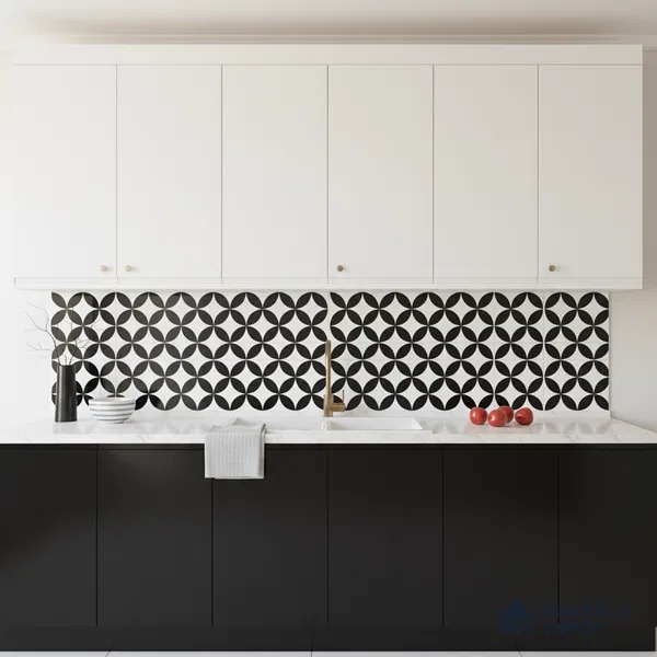 Moroccan Wall & Floor Tile TL 01444 Snow Monochrome 2 ft x 2 ft Matte Finish Vitrified Tile - 9 mm | Suitable For Balcony, Bathroom, Foyer | Please Expect a Slight Variation of Pattern