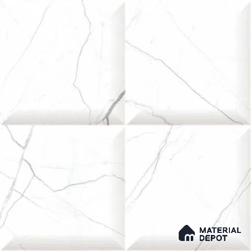 3D Wall Tile TL 01451 B Piazza Alfie White 300 x 300 mm Ceramic Glazed Glossy Finish Tile - 9 mm