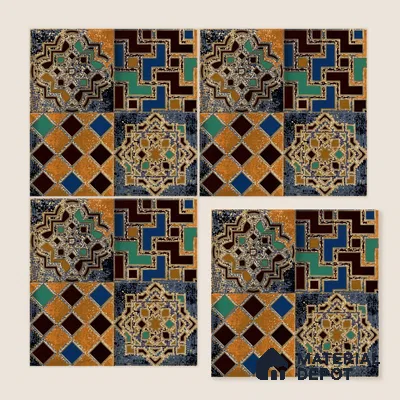 Moroccan Wall Tile TL 01452 A Piazza Bosco Decor 1 ft x 1 ft Ceramic Glazed Matte Finish Tile - 9 mm | Suitable for Bathroom, Kitchen, Foyer | Please Expect a Slight Variation of Pattern