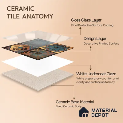 Moroccan Wall Tile TL 01453 B Piazza Elis Decor 1 ft x 1 ft Ceramic Glossy Finish Tile - 9 mm | Suitable for Bathroom, Kitchen, Balcony | Please Expect a Slight Variation of Pattern
