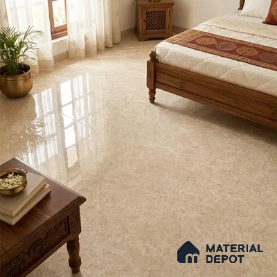 Marble Floor Tile TL 01461 B Beige 6 ft x 4 ft Glossy Finish Vitrified Tile - 15 mm | Suitable For Living Room, Bedroom, Bathroom