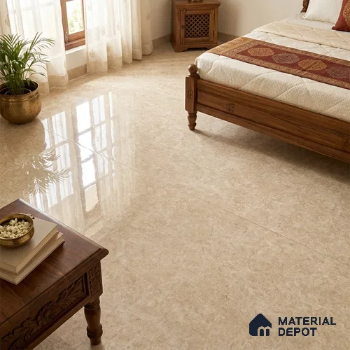 TL 01461 B Beige Crema 6 ft x 4 ft Glossy Finish Floor Vitrified Tile - 15 mm