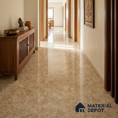 Marble Floor Tile TL 01461 B Beige 6 ft x 4 ft Glossy Finish Vitrified Tile - 15 mm | Suitable For Living Room, Bedroom, Bathroom