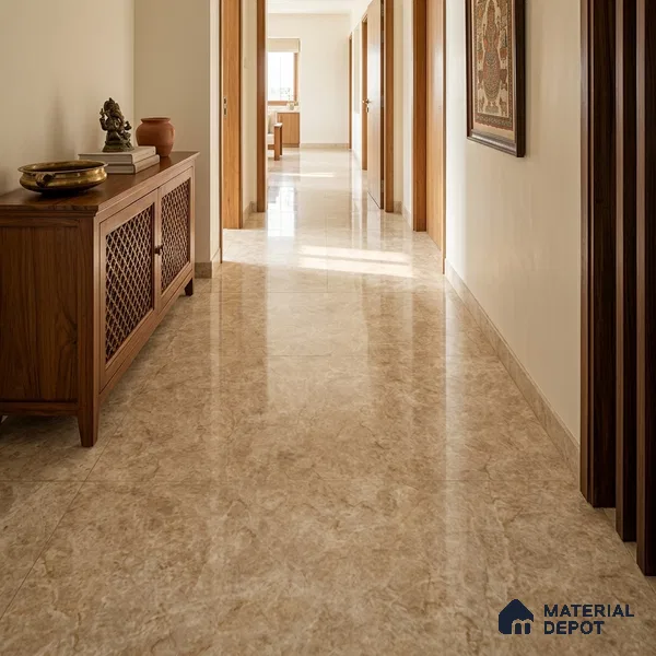 Marble Floor Tile TL 01461 B Beige 6 ft x 4 ft Glossy Finish Vitrified Tile - 15 mm | Suitable For Living Room, Bedroom, Bathroom