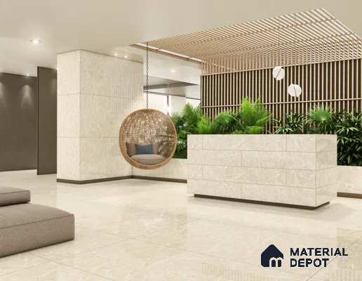 Budget Friendly Large Format Marble Floor & Wall Tile TL 01461 A Aspire Beige 6 ft x 4 ft Glossy Finish Vitrified Tile - 9 mm | Suitable For Living Room, Bedroom, Office | Adhesive and Spacers Must be Used During Installation