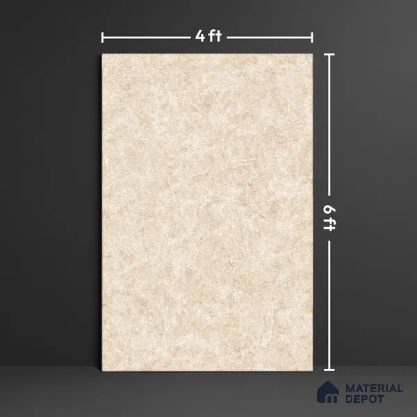 Budget Friendly Large Format Marble Floor & Wall Tile TL 01461 A Aspire Beige 6 ft x 4 ft Glossy Finish Vitrified Tile - 9 mm | Suitable For Living Room, Bedroom, Office | Adhesive and Spacers Must be Used During Installation