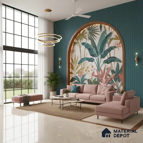 Budget Friendly Large Format Marble Floor & Wall Tile TL 01461 A Aspire Beige 6 ft x 4 ft Glossy Finish Vitrified Tile - 9 mm | Suitable For Living Room, Bedroom, Office | Adhesive and Spacers Must be Used During Installation