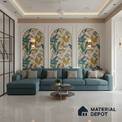Budget Friendly Large Format Marble Floor & Wall Tile TL 01462 Ash Ford Bianco 6 ft x 4 ft Glossy Finish Vitrified Tile - 9 mm | Suitable For Living Room, Bedroom, Office | Adhesive and Spacers Must be Used During Installation