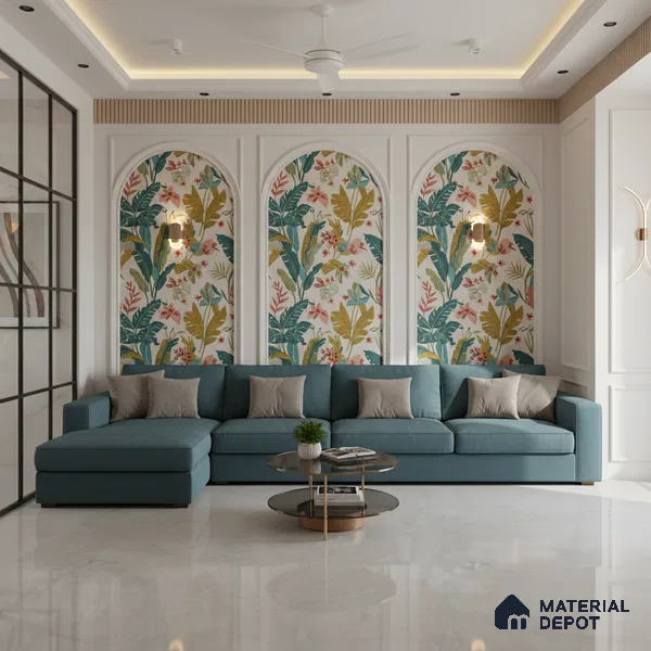 Budget Friendly Large Format Marble Floor & Wall Tile TL 01462 Ash Ford Bianco 6 ft x 4 ft Glossy Finish Vitrified Tile - 9 mm | Suitable For Living Room, Bedroom, Office | Adhesive and Spacers Must be Used During Installation