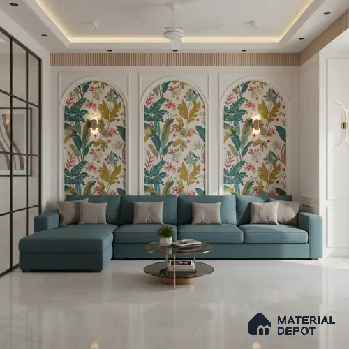 Budget Friendly Large Format Marble Floor & Wall Tile TL 01462 Ash Ford Bianco 6 ft x 4 ft Glossy Finish Vitrified Tile - 9 mm | Suitable For Living Room, Bedroom, Office | Adhesive and Spacers Must be Used During Installation