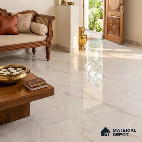 TL 01463 B Beige Latte 6 ft x 4 ft Glossy Finish Floor Vitrified Tile - 15 mm