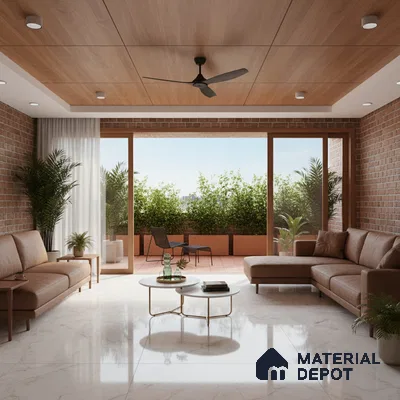 Budget Friendly Large Format Marble Floor & Wall Tile TL 01464 Foster Gray 6 ft x 4 ft Glossy Finish Vitrified Tile - 9 mm | Suitable For Living Room, Bedroom, Office | Adhesive and Spacers Must be Used During Installation