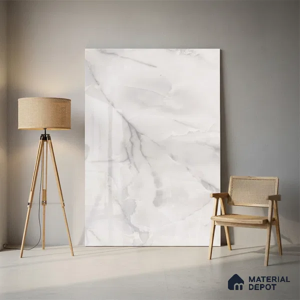 Large Format Marble Floor & Wall Tile TL 01466 Mercato Onyx 6 ft x 4 ft Glossy Finish Vitrified Tile - 9 mm | Suitable For Living Room, Bedroom, Office | Adhesive and Spacers Must be Used During Installation