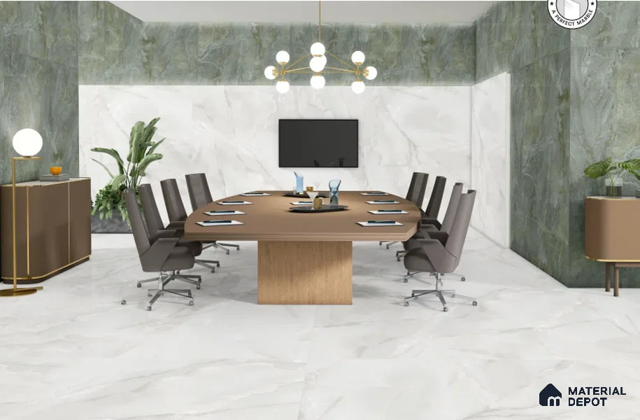 Large Format Marble Floor & Wall Tile TL 01466 Mercato Onyx 6 ft x 4 ft Glossy Finish Vitrified Tile - 9 mm | Suitable For Living Room, Bedroom, Office | Adhesive and Spacers Must be Used During Installation