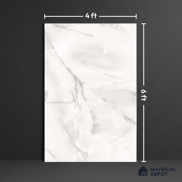 Large Format Marble Floor & Wall Tile TL 01466 Mercato Onyx 6 ft x 4 ft Glossy Finish Vitrified Tile - 9 mm | Suitable For Living Room, Bedroom, Office | Adhesive and Spacers Must be Used During Installation