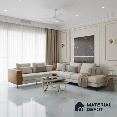 Large Format Marble Floor & Wall Tile TL 01467 Ocean Galaxy 6 ft x 4 ft Glossy Finish Vitrified Tile - 9 mm | Suitable For Living Room, Bedroom, Office | Adhesive and Spacers Must be Used During Installation