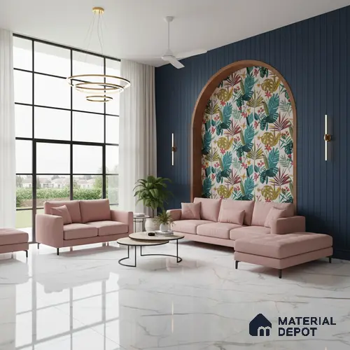 Large Format Marble Floor & Wall Tile TL 01470 Soul White 6 ft x 4 ft Glossy Finish Vitrified Tile - 9 mm | Suitable For Living Room, Bedroom, Office | Adhesive and Spacers Must be Used During Installation