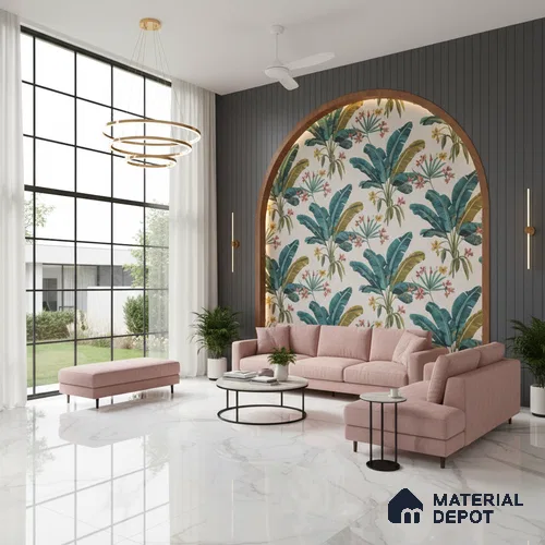 Large Format Marble Floor & Wall Tile TL 01471 A Statuario Violla 6 ft x 4 ft Glossy Finish Vitrified Tile - 9 mm | Suitable For Living Room, Bedroom, Office | Adhesive and Spacers Must be Used During Installation