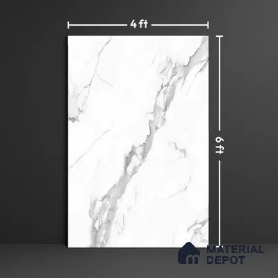 Budget Friendly Large Format Marble Floor & Wall Tile TL 01476 Amber Statuario 6 ft x 4 ft Glossy Finish Vitrified Tile - 9 mm | Suitable For Living Room, Bedroom, Office | Adhesive and Spacers Must be Used During Installation