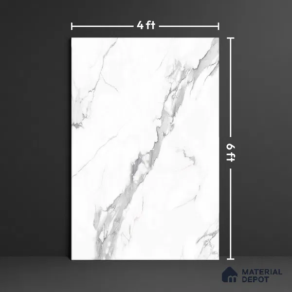 Budget Friendly Large Format Marble Floor & Wall Tile TL 01476 Amber Statuario 6 ft x 4 ft Glossy Finish Vitrified Tile - 9 mm | Suitable For Living Room, Bedroom, Office | Adhesive and Spacers Must be Used During Installation