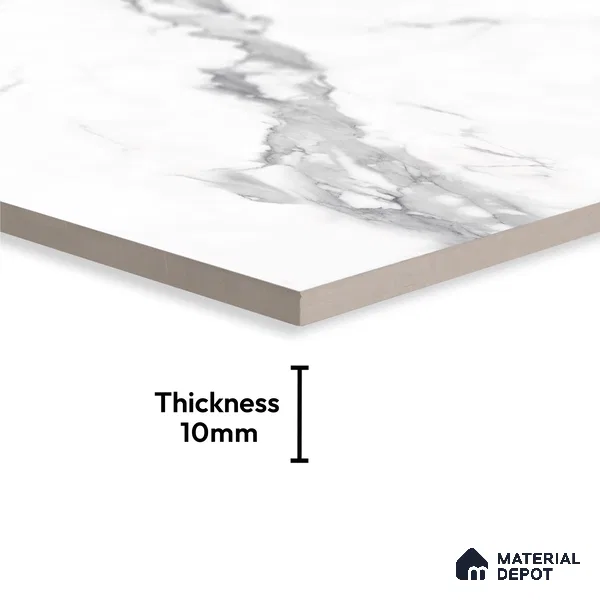 Budget Friendly Large Format Marble Floor & Wall Tile TL 01476 Amber Statuario 6 ft x 4 ft Glossy Finish Vitrified Tile - 9 mm | Suitable For Living Room, Bedroom, Office | Adhesive and Spacers Must be Used During Installation