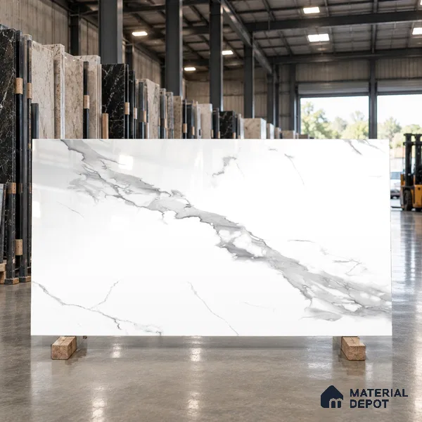 Budget Friendly Large Format Marble Floor & Wall Tile TL 01476 Amber Statuario 6 ft x 4 ft Glossy Finish Vitrified Tile - 9 mm | Suitable For Living Room, Bedroom, Office | Adhesive and Spacers Must be Used During Installation
