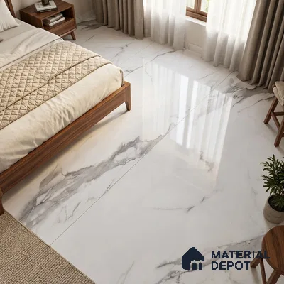Budget Friendly Large Format Marble Floor & Wall Tile TL 01476 Amber Statuario 6 ft x 4 ft Glossy Finish Vitrified Tile - 9 mm | Suitable For Living Room, Bedroom, Office | Adhesive and Spacers Must be Used During Installation