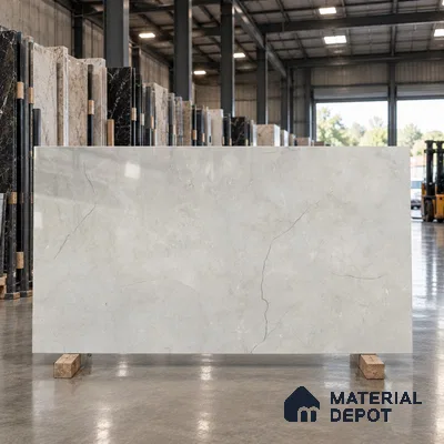 Large Format Marble Floor & Wall Tile TL 01478 Montana Steel 6 ft x 4 ft Glossy Finish Vitrified Tile - 9 mm | Suitable For Living Room, Bedroom, Office | Adhesive and Spacers Must be Used During Installation