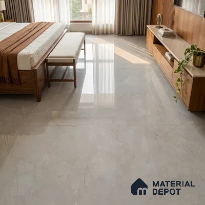 Large Format Marble Floor & Wall Tile TL 01478 Montana Steel 6 ft x 4 ft Glossy Finish Vitrified Tile - 9 mm | Suitable For Living Room, Bedroom, Office | Adhesive and Spacers Must be Used During Installation
