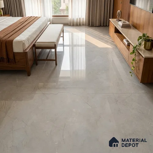 Large Format Marble Floor & Wall Tile TL 01478 Montana Steel 6 ft x 4 ft Glossy Finish Vitrified Tile - 9 mm | Suitable For Living Room, Bedroom, Office | Adhesive and Spacers Must be Used During Installation