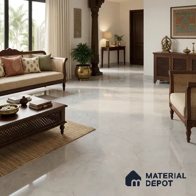 Large Format Marble Floor & Wall Tile TL 01478 Montana Steel 6 ft x 4 ft Glossy Finish Vitrified Tile - 9 mm | Suitable For Living Room, Bedroom, Office | Adhesive and Spacers Must be Used During Installation