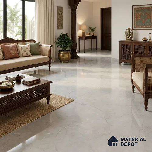 Large Format Marble Floor & Wall Tile TL 01478 Montana Steel 6 ft x 4 ft Glossy Finish Vitrified Tile - 9 mm | Suitable For Living Room, Bedroom, Office | Adhesive and Spacers Must be Used During Installation