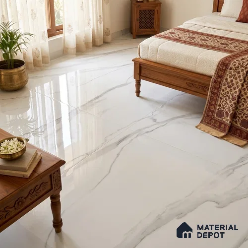 Large Format Marble Floor & Wall Tile TL 01479 A Satvario Nexa 6 ft x 4 ft Glossy Finish Vitrified Tile - 9 mm | Suitable For Living Room, Bedroom, Office | Adhesive and Spacers Must be Used During Installation