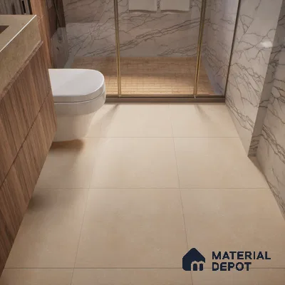 Cement Look Wall & Floor Cream Matte Finish Porcelain Tile | TL 01483 B 2 ft x 2 ft - 9 mm | Suitable For Living Room, Bedroom & Balcony