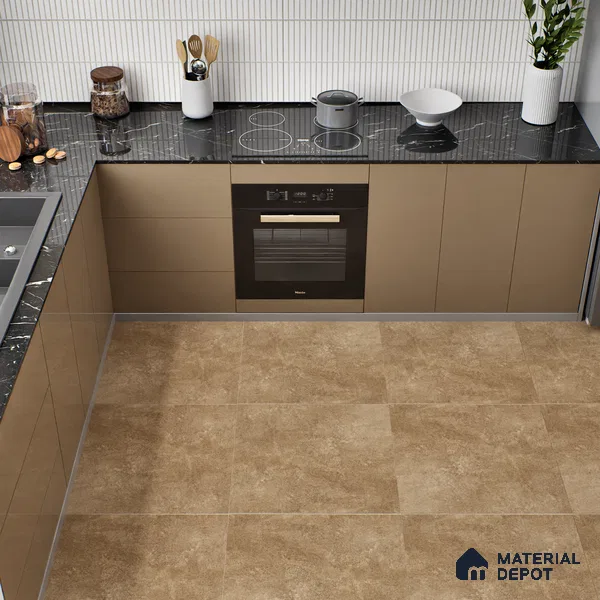 Stone Wall & Floor Tile TL 01483 A Dun Brown 2 ft x 2 ft Matte Finish Porcelain Tile - 9 mm
