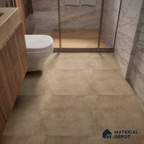 Cement Look Wall & Floor Brown Matte Finish Porcelain Tile | TL 01499 A 2 ft x 2 ft - 9 mm | Suitable For Living Room, Bedroom & Balcony