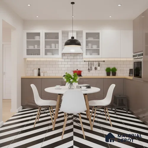 Moroccan Wall & Floor Tile TL 01501 Zebra Monochrome 2 ft x 2 ft Matte Finish Vitrified Tile - 9 mm | Suitable For Balcony, Bathroom, Dining Area | Please Expect a Slight Variation of Pattern