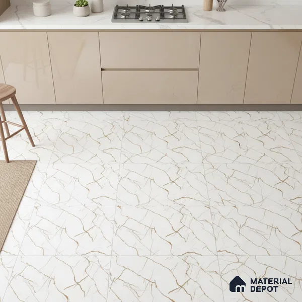 TL 01504 White 2 ft x 2 ft Matte Finish Wall and Floor Porcelain Moroccan Tile - 9 mm