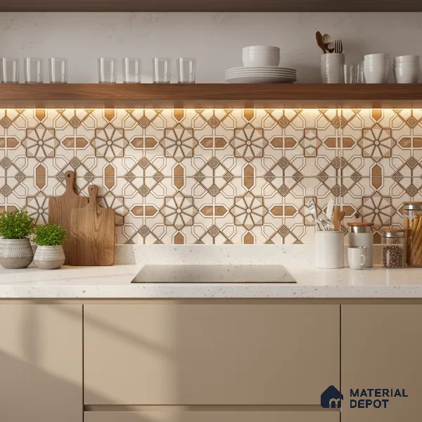 TL 01508 B Cream Champagne Highlighter 2 ft x 1 ft Glossy Finish Ceramic Wall Tile - 6 mm (Sample)