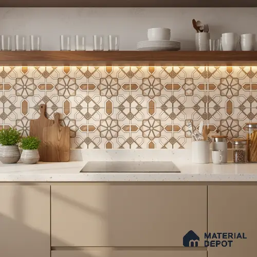 TL 01508 B Cream Champagne Highlighter 2 ft x 1 ft Glossy Finish Ceramic Wall Tile - 6 mm