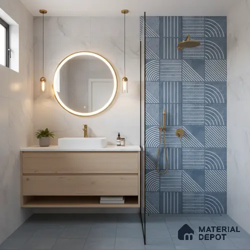 Highlighter Wall Tiles TL 01534 B Tripoli Blue HL 2 ft x 1 ft Ceramic Tile - 8 mm | Suitable For Kitchen, Bathroom & Balcony Walls