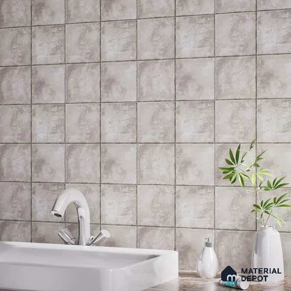 Stone Look Matte Finish Grey Ceramic Floor Tile | TL 01536 | 1 ft x 1 ft - 8 mm | Suitable For Bathroom, Balcony & Utility Area