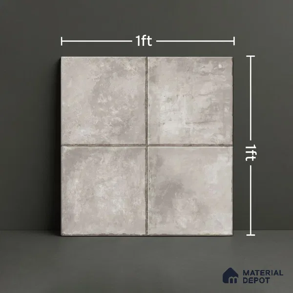 Stone Look Matte Finish Grey Ceramic Floor Tile | TL 01536 | 1 ft x 1 ft - 8 mm | Suitable For Bathroom, Balcony & Utility Area