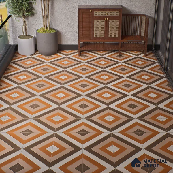 TL 01589 Brown & White 16 x 16 inch Matte Finish Vitrified Parking Floor Tile - 12 mm | Pattern Alignment May Vary | 2-3 mm Spacer is Mandatory