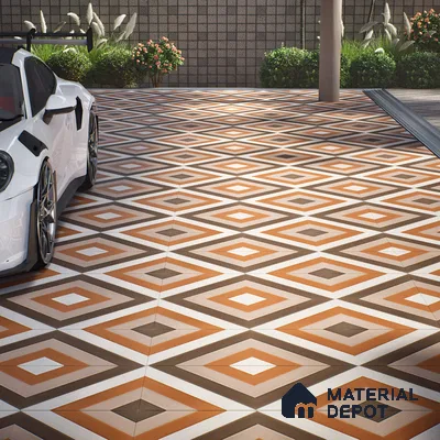 TL 01589 Brown & White 16 x 16 inch Matte Finish Vitrified Parking Floor Tile - 12 mm | Pattern Alignment May Vary | 2-3 mm Spacer is Mandatory