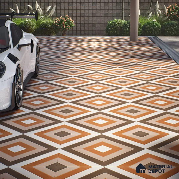 TL 01589 Brown & White 16 x 16 inch Matte Finish Vitrified Parking Floor Tile - 12 mm | Pattern Alignment May Vary | 2-3 mm Spacer is Mandatory